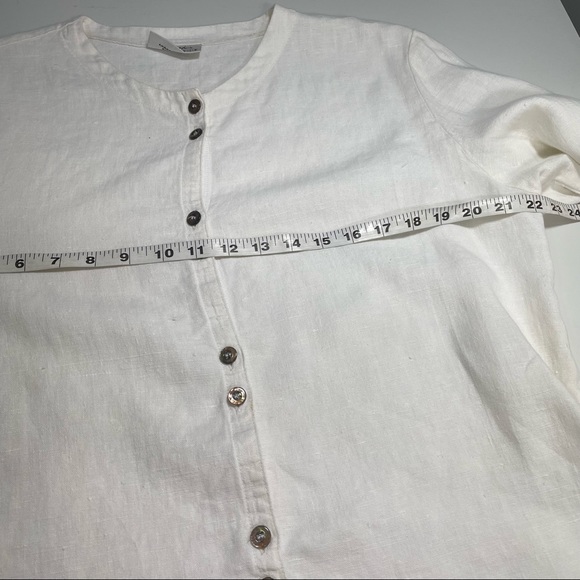 Beautiful Off White Button Front Linen Blouse by Mishi Wearables - Picture 9 of 10